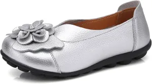 Slip On Loafers for Women Comfortable Walking Work Flats Shoes Soft Cushion Leather Loafers Cute Bow Flower Flat Driving Shoes Indoor Outdoor for Summer