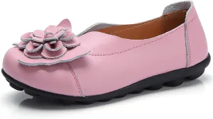 Slip On Loafers for Women Comfortable Walking Work Flats Shoes Soft Cushion Leather Loafers Cute Bow Flower Flat Driving Shoes Indoor Outdoor for Summer