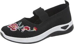 Slip On Shoes for Women Fashion Printed Labor Work Shoes Hook and Loop Strap Walking Shoes Arch Support Shoes