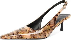 Soireelady Womens Pointed Toe Slingback Heels Kitten Low Heel Pumps Party Dress Shoes 2 Inch
