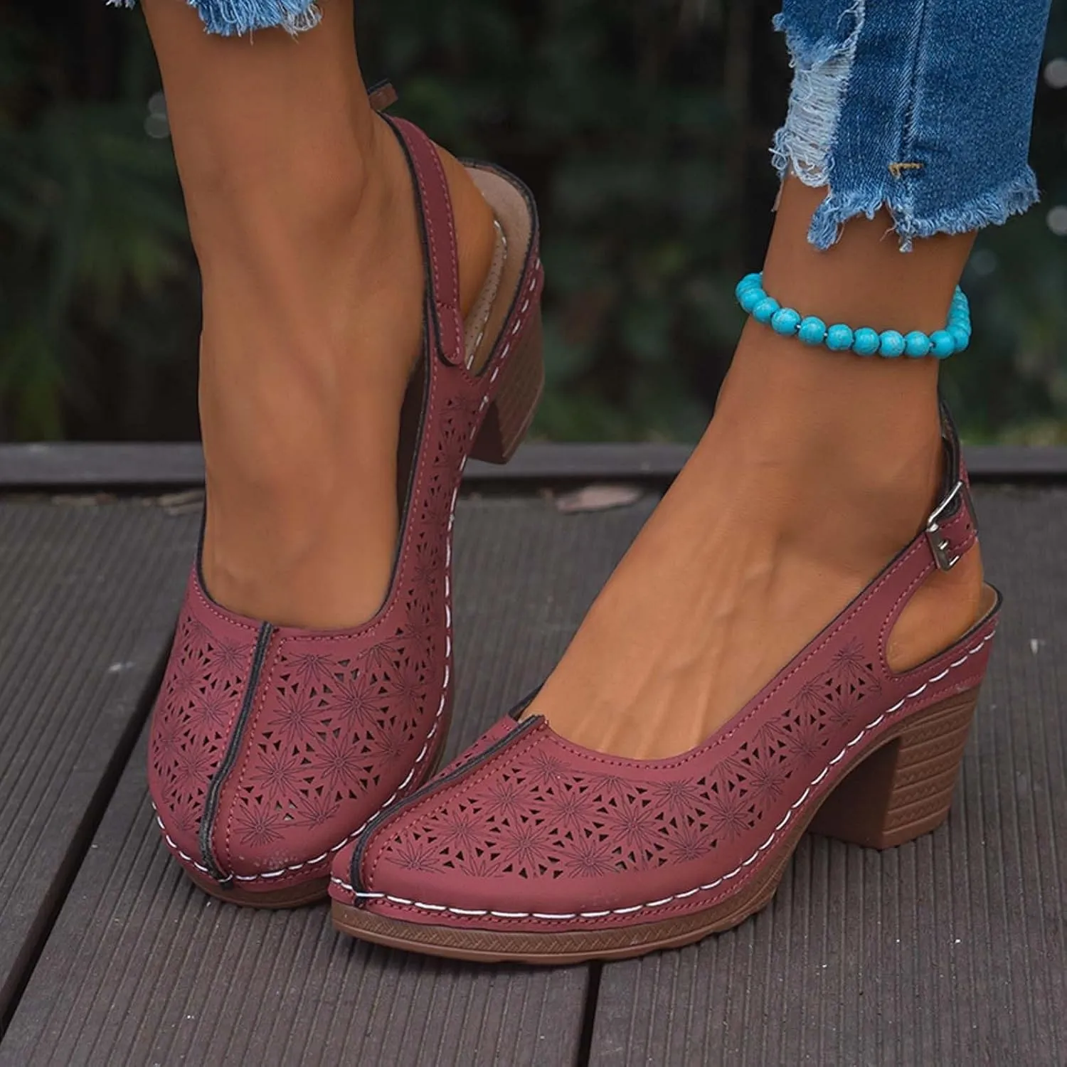 Wedge Sandals for Women Dressy Comfortable Slip On Wide Width Sandals Vintage Closed Toe Slingback Walking Shoes Buckle Ankle Strap Shoes Summer On Feet All Day