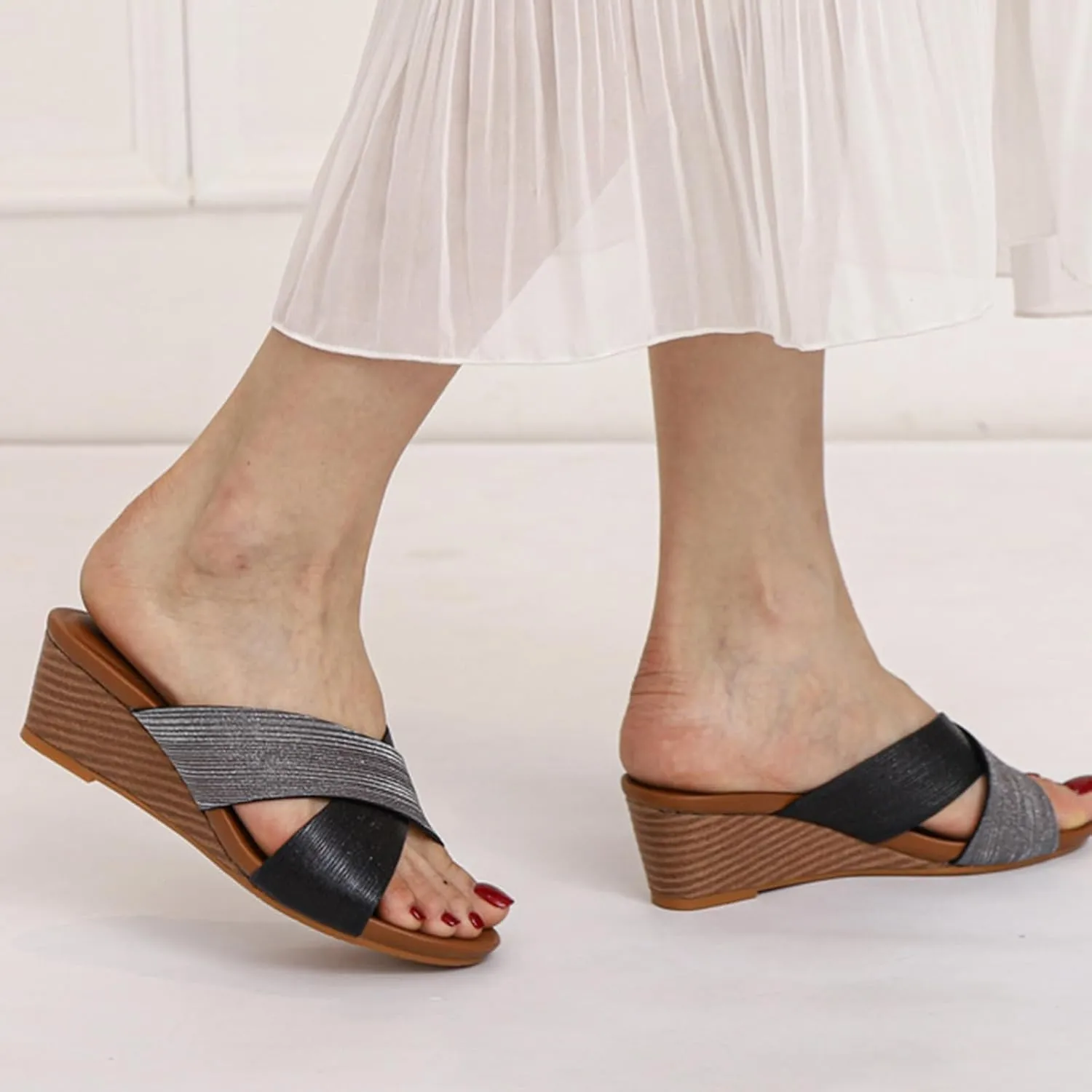 Wedge Womens Sandals Lightweight Vintage Non Slip Sandals Breathable Open Toe Anti Slip Walking Slipper Orthotic Casual Summer Beach Shoes Beach Walking Shoe for Summer Outdoor Casual