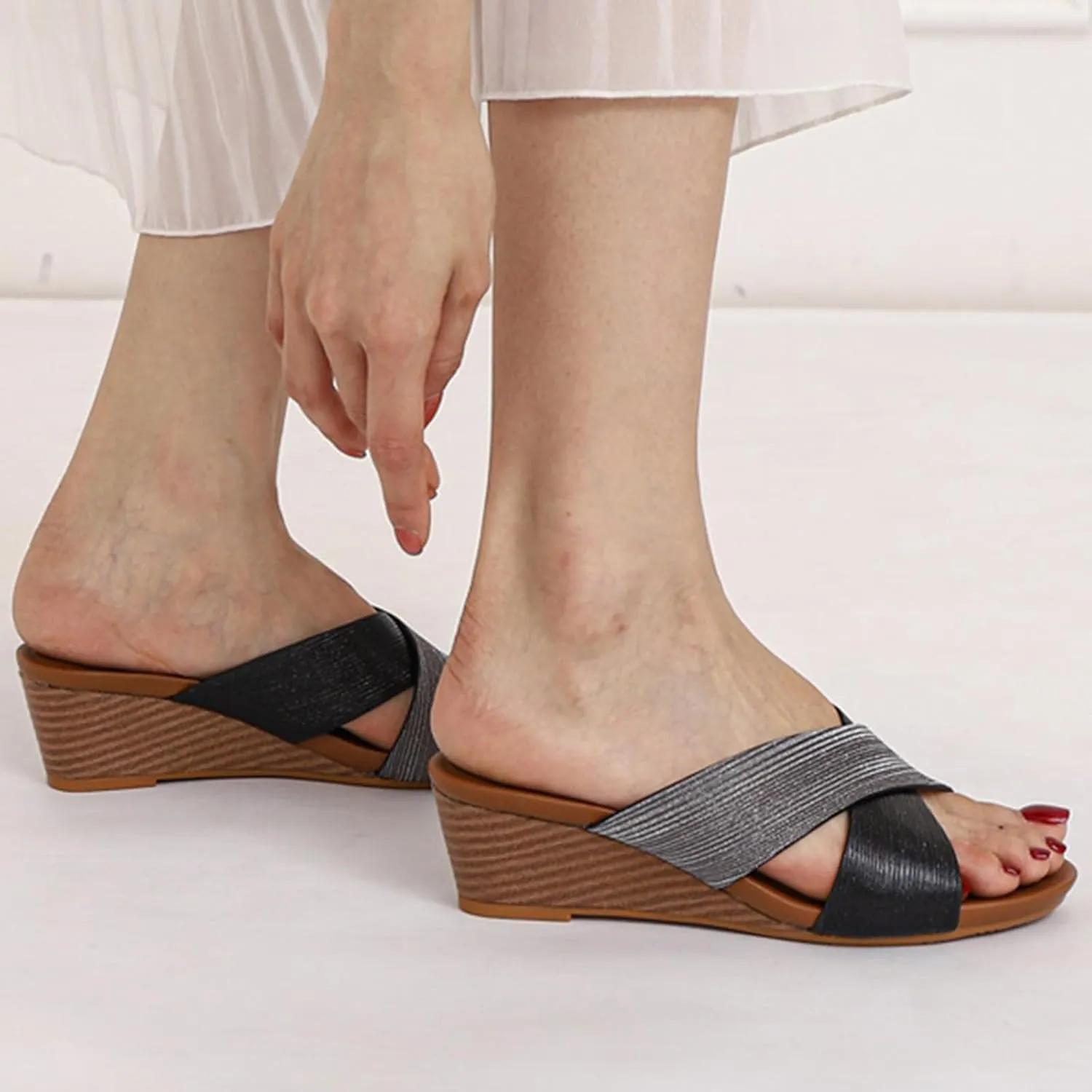 Wedge Womens Sandals Lightweight Vintage Non Slip Sandals Breathable Open Toe Anti Slip Walking Slipper Orthotic Casual Summer Beach Shoes Beach Walking Shoe for Summer Outdoor Casual