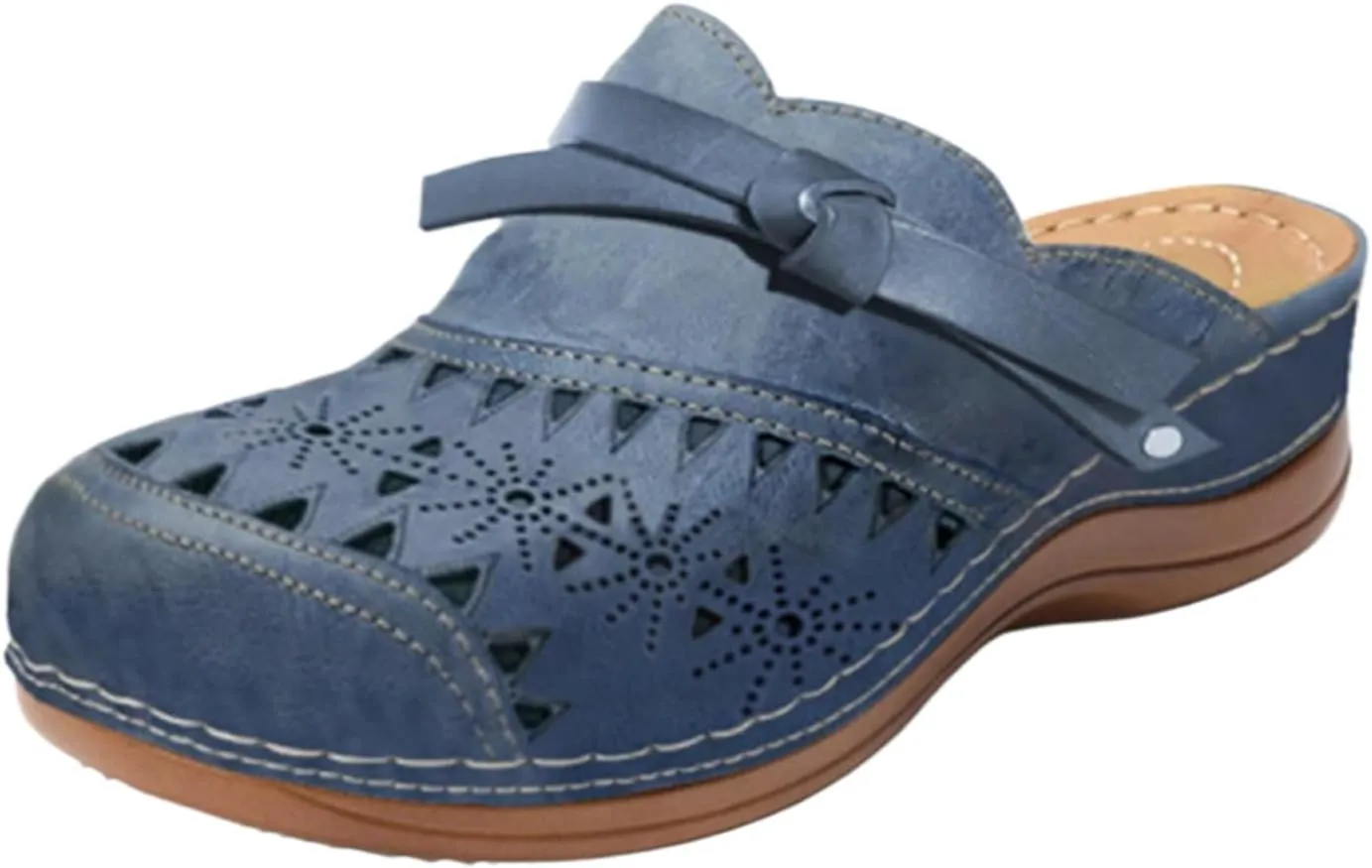 Wide Width Clogs and Mules Shoes Women Support Anti-Slip Summer Sandal Vintage Closed Toe Snadals Hollow Casual Wedge Sandals Beach Sports Cute Slippers