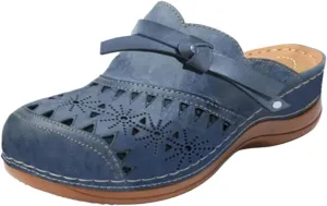 Wide Width Clogs and Mules Shoes Women Support Anti-Slip Summer Sandal Vintage Closed Toe Snadals Hollow Casual Wedge Sandals Beach Sports Cute Slippers