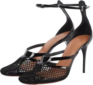 Women Mesh Stiletto Heels Strappy High Heel Sandals Pointed Toe Ankle Strap Dress Shoes for Party Wedding Evening