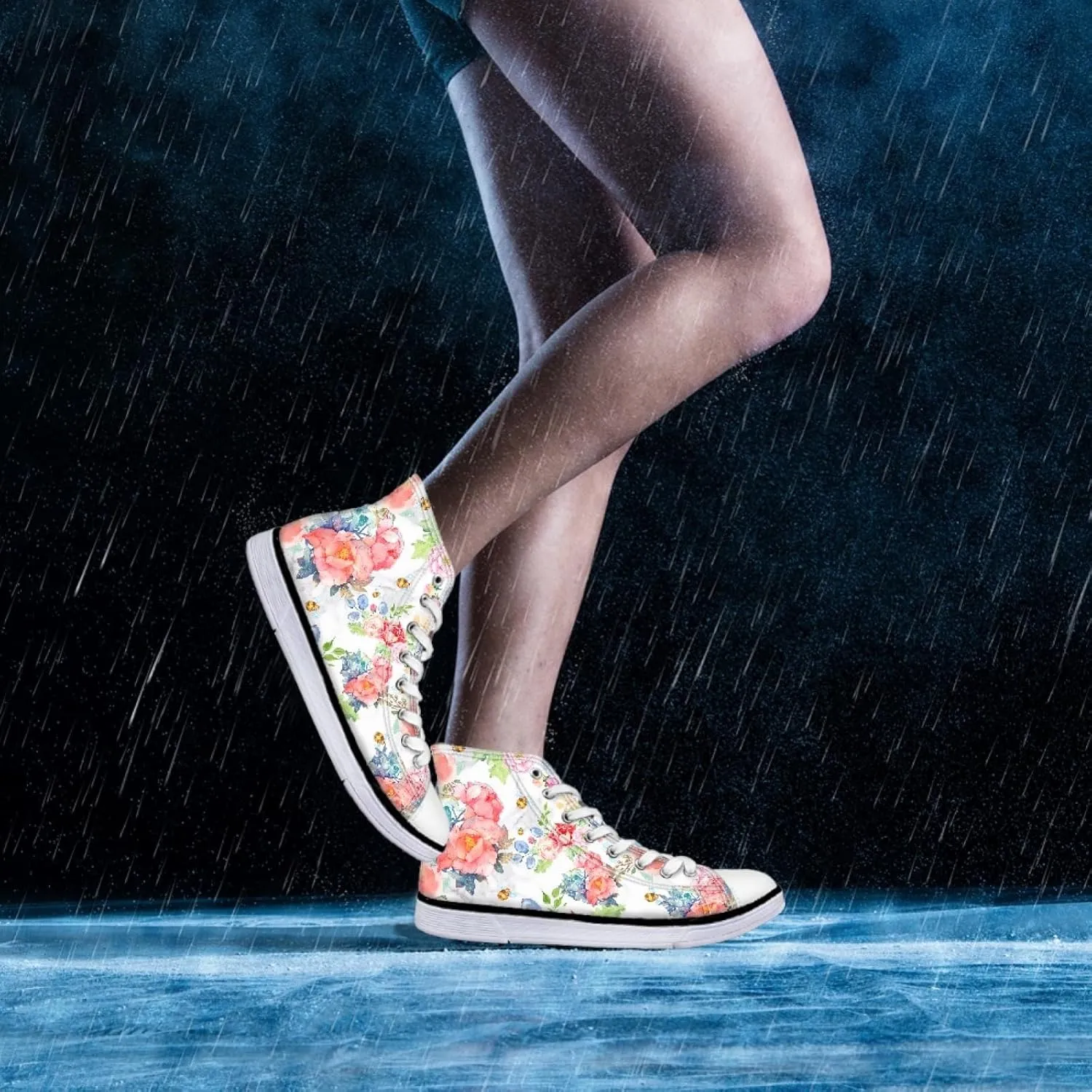 Womens Canvas Shoes High Top Sneakers for Women Classic Lace Up Walking Shoes Personalized Girls Walking Shoes