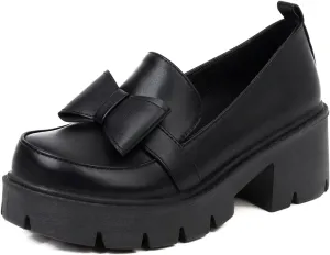 Women's Chunky Heels Round Toe Platform Pumps Block Heel Mary Janes Pumps