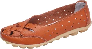 Women's Driving Loafers in Breathable Non Slip Flat Sandals Fashion Cutout Elegant Cute Walking Shoes Ladies Round Toe Dressy Casual Lightweight Outdoor Shoes