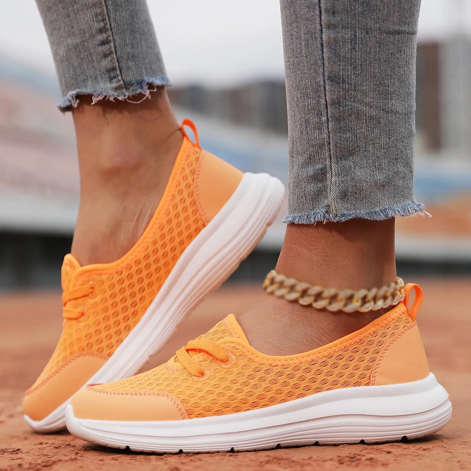 Womens Loafers Slip On Shoes Low Top Fashion Sneakers Breathable Slip On Arch Support Non-Slip Shoes Casual Walking Shoes