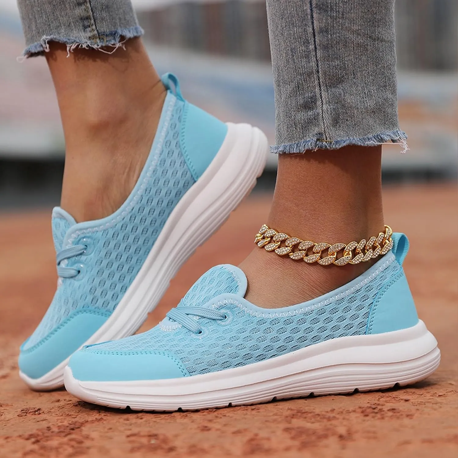 Womens Loafers Slip On Shoes Low Top Fashion Sneakers Breathable Slip On Arch Support Non-Slip Shoes Casual Walking Shoes