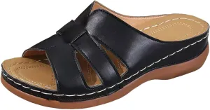 Womens Sandals Wedge Comfortable Platform Orthopedic Wedge Sandals with Arch Support Slip On Open Toe Slippers Slides Casual Summer Dressy Walking Beach Slippers Hollow Out Shoes