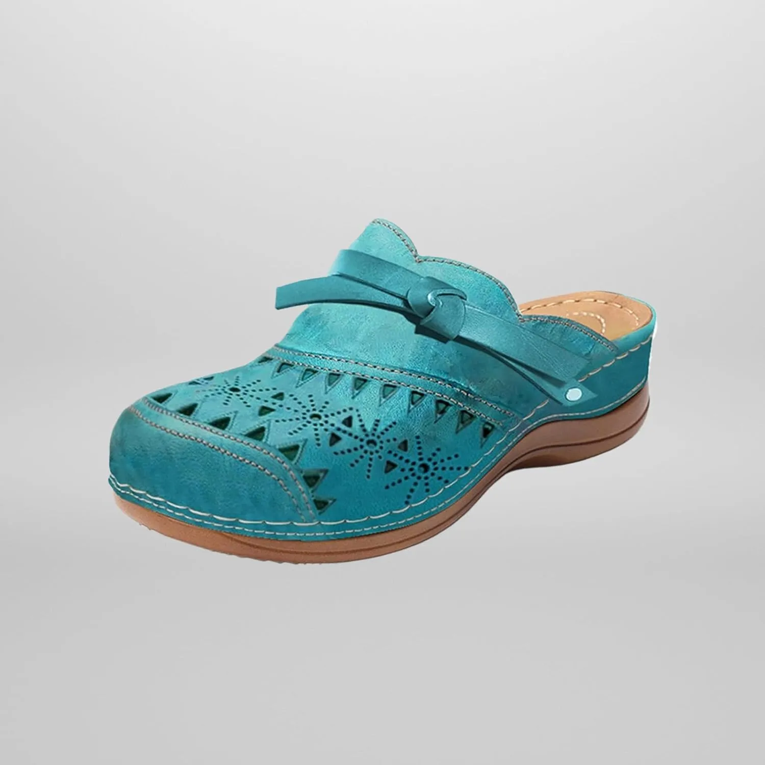 Womens Slip On Clogs and Mules Wide Width Wedge Sandals Comfortable Vintage Closed Toe Snadals Hollow Out Summer Wedge Shoes Arch Support Outdoor Beach Slippers