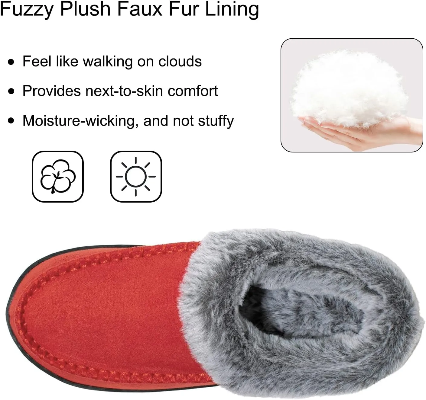 Women's Slippers Suede Moccasin Fuzzy Lined Memory Foam House Shoes for Indoor Outdoor