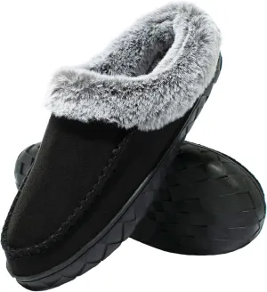 Women's Slippers Suede Moccasin Fuzzy Lined Memory Foam House Shoes for Indoor Outdoor