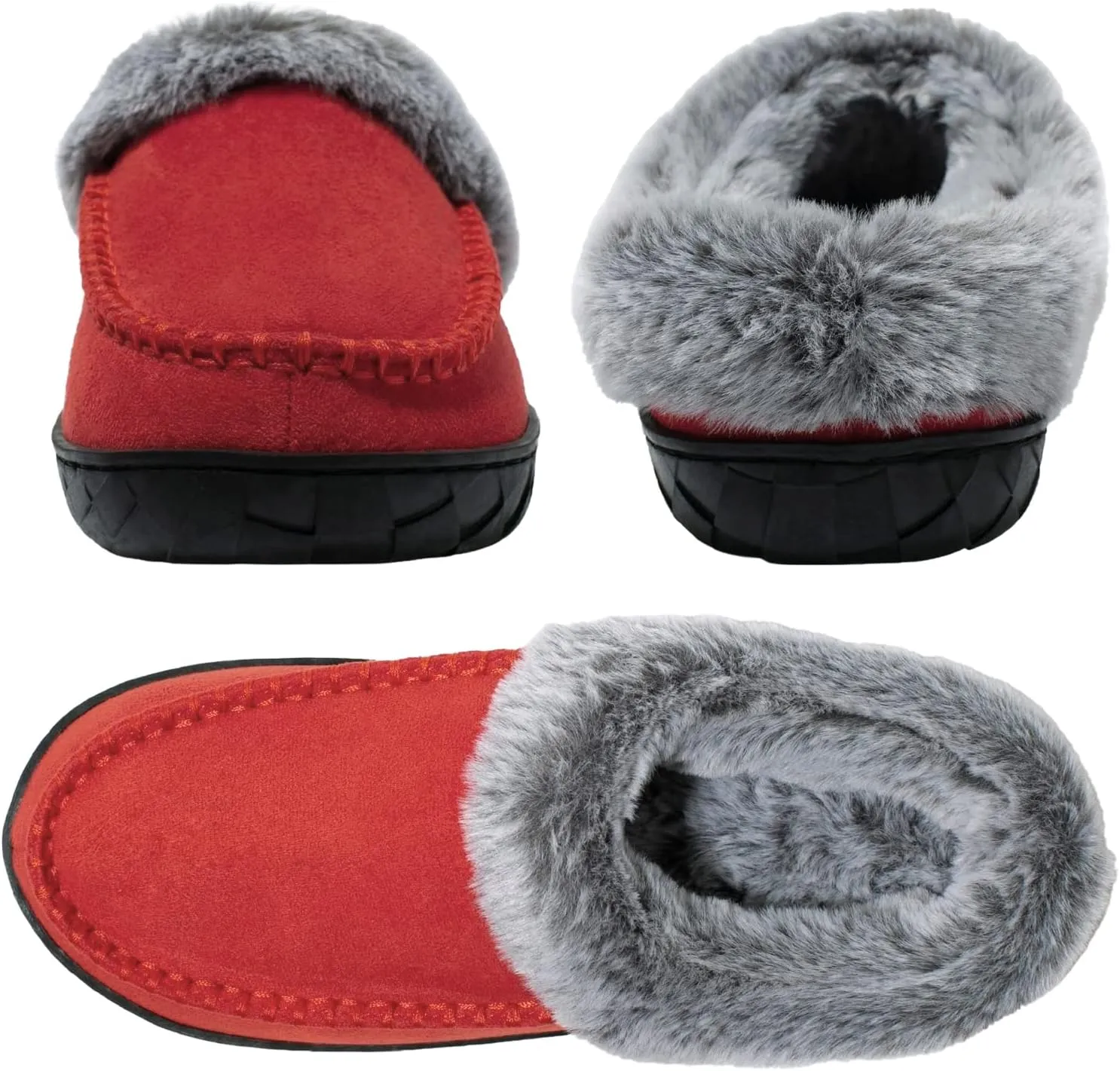 Women's Slippers Suede Moccasin Fuzzy Lined Memory Foam House Shoes for Indoor Outdoor
