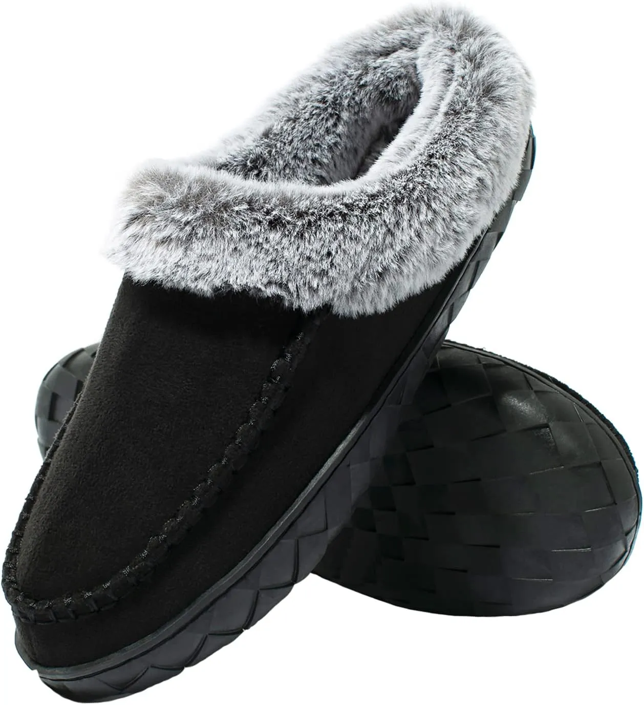 Women's Slippers Suede Moccasin Fuzzy Lined Memory Foam House Shoes for Indoor Outdoor