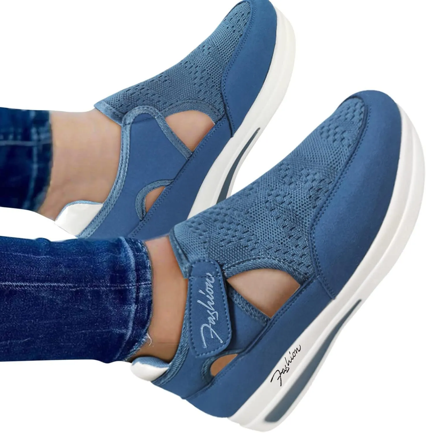 Women's Thick Bottom Shoes Comfortable Breathable Loop Shoes Arch Support Walking Shoes Orthopedic Shoes