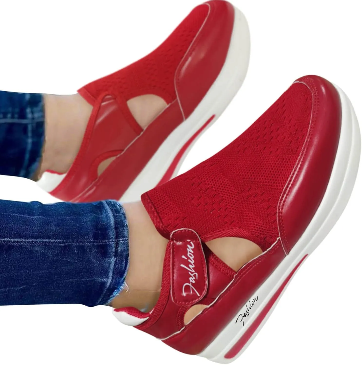 Women's Thick Bottom Shoes Comfortable Breathable Loop Shoes Arch Support Walking Shoes Orthopedic Shoes