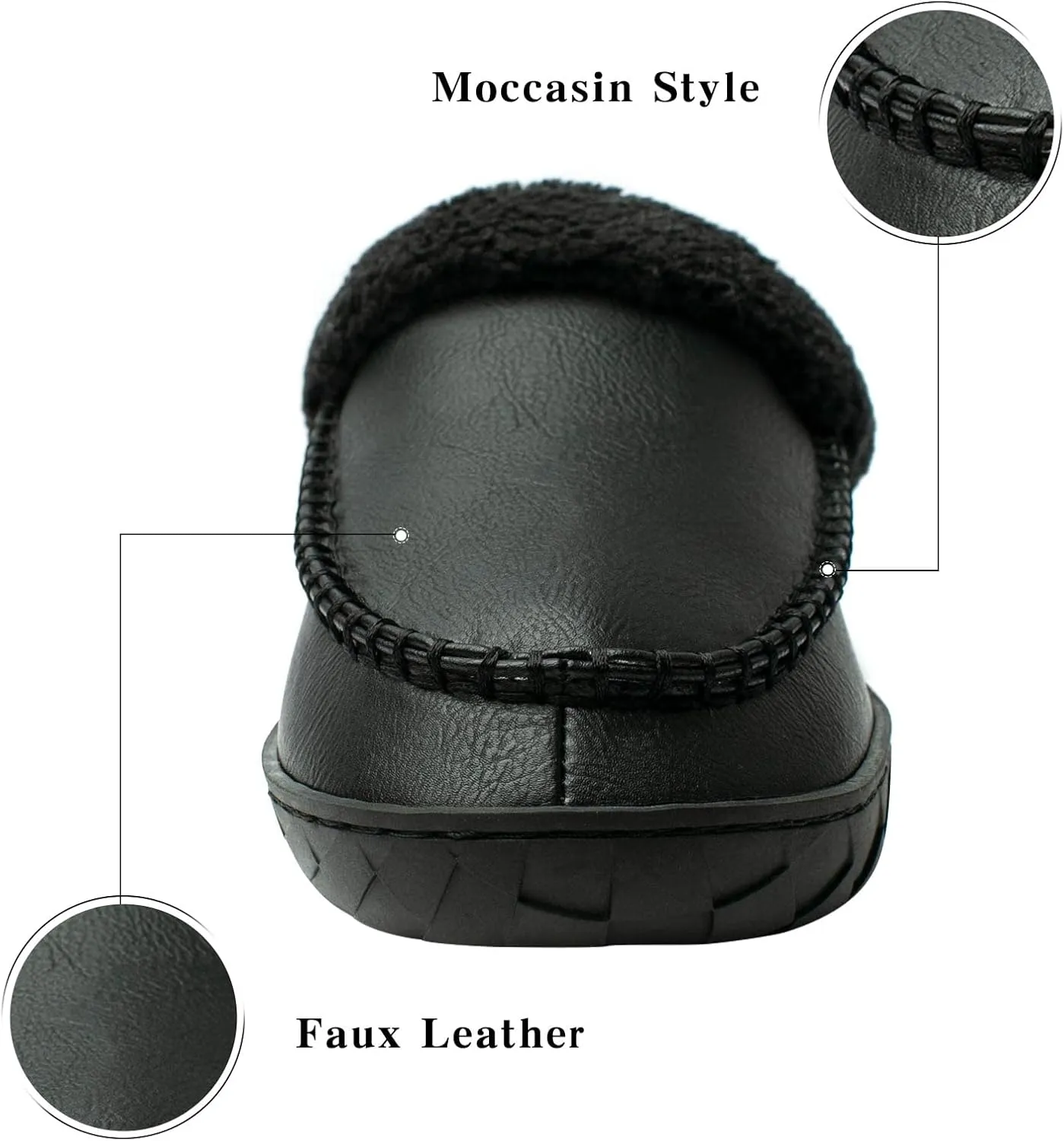WOTTE Men's Moccasin Slippers Microsuede Fleece Fuzzy Lined Memory Foam House Shoes for Indoor Outdoor