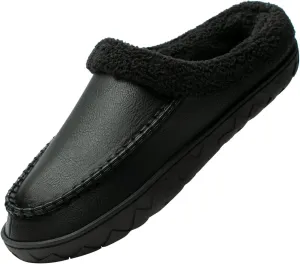 WOTTE Men's Moccasin Slippers Microsuede Fleece Fuzzy Lined Memory Foam House Shoes for Indoor Outdoor
