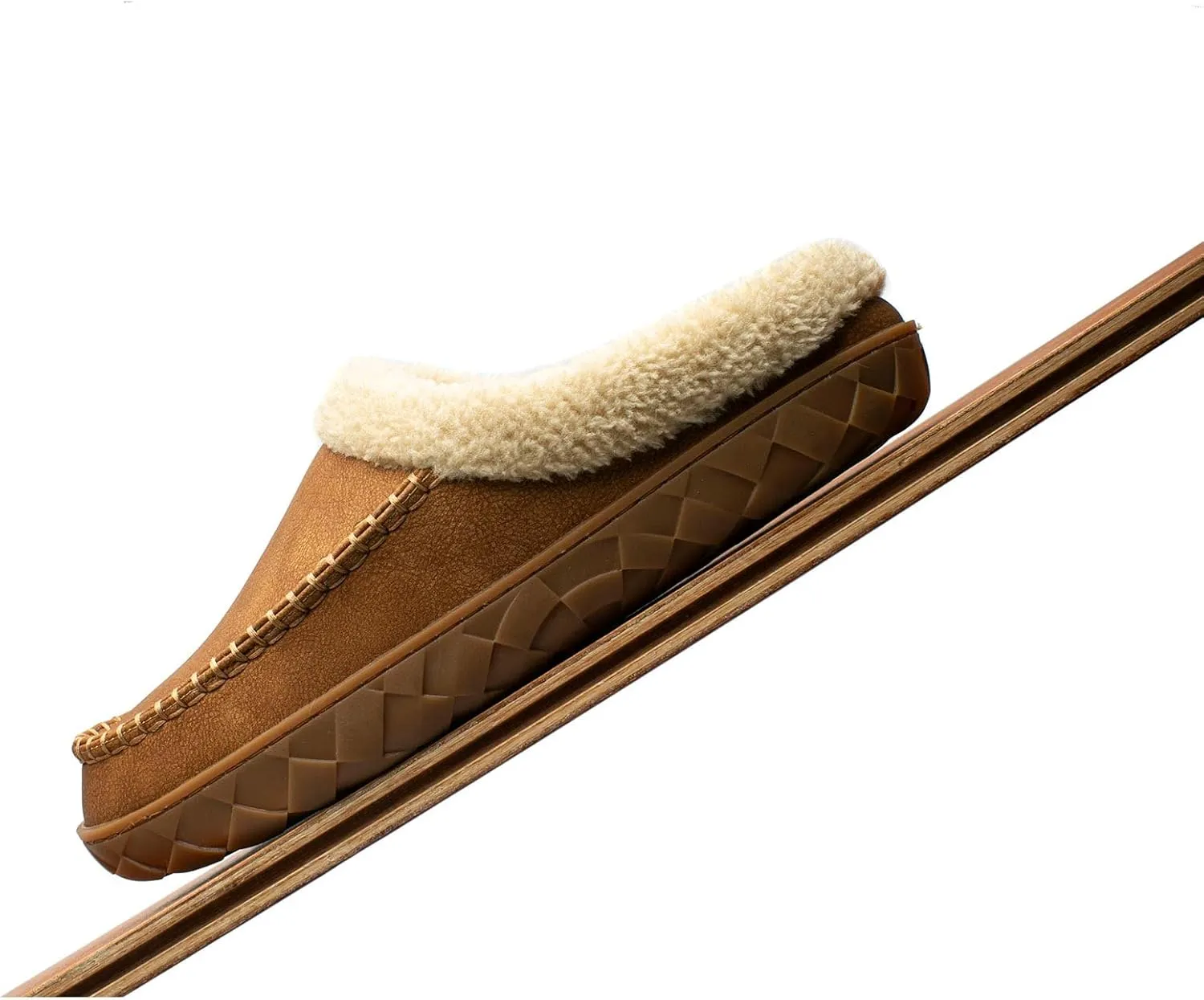 WOTTE Men's Moccasin Slippers Microsuede Fleece Fuzzy Lined Memory Foam House Shoes for Indoor Outdoor
