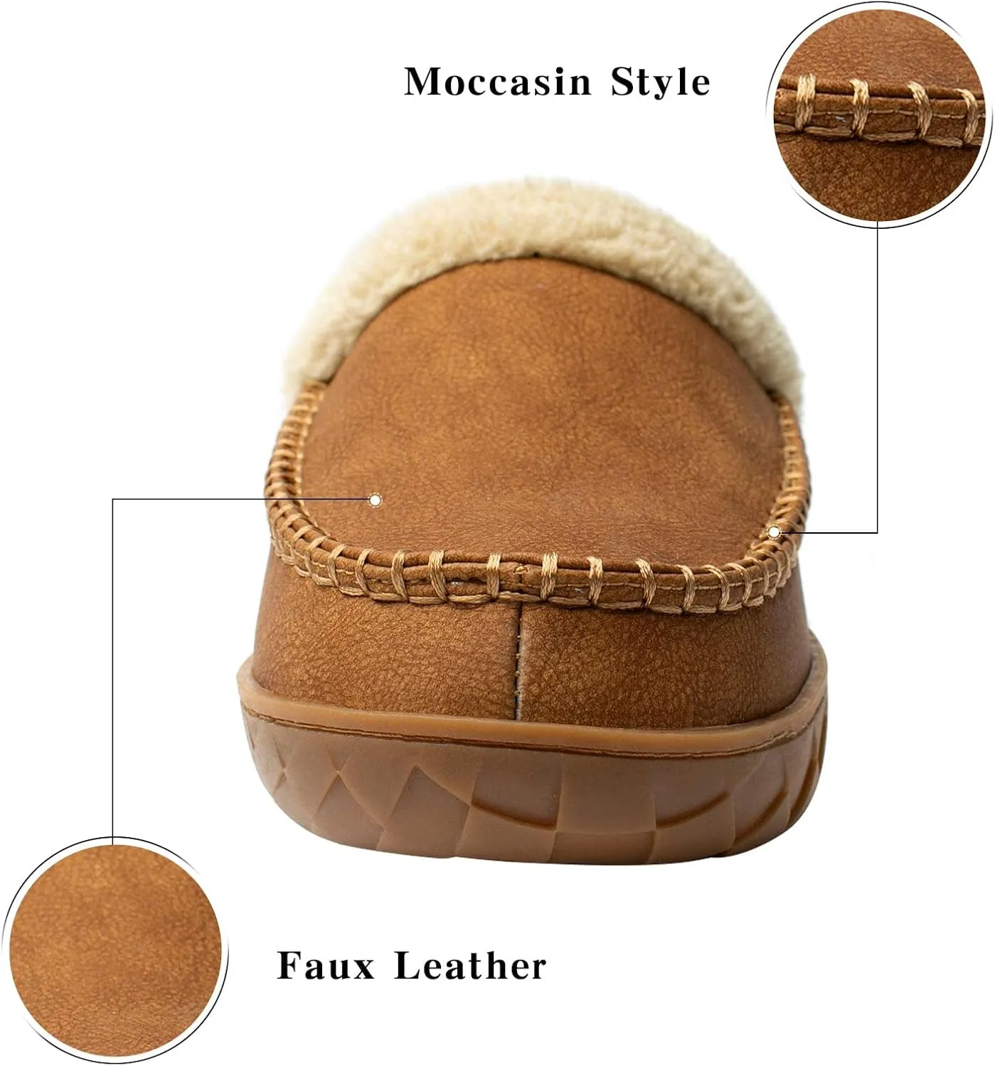 WOTTE Men's Moccasin Slippers Microsuede Fleece Fuzzy Lined Memory Foam House Shoes for Indoor Outdoor