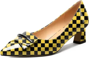 Zamikoo Women's Pointed Toe Kitten Heel Pumps Slip On Low Heels with Buckle Bow 2 Inches Heeled Pumps Shoes for Office Wedding Dress Comfortable