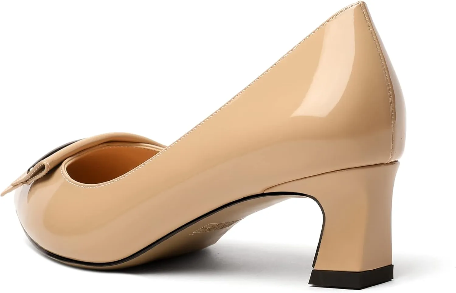 Zamikoo Women's Pointed Toe Kitten Heel Pumps Slip On Low Heels with Buckle Bow 2 Inches Heeled Pumps Shoes for Office Wedding Dress Comfortable