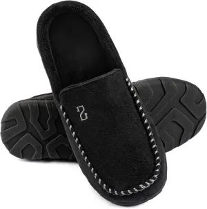 Zizor Men's Moccasin Slippers With Memory Foam, House Shoes for Indoor Outdoor