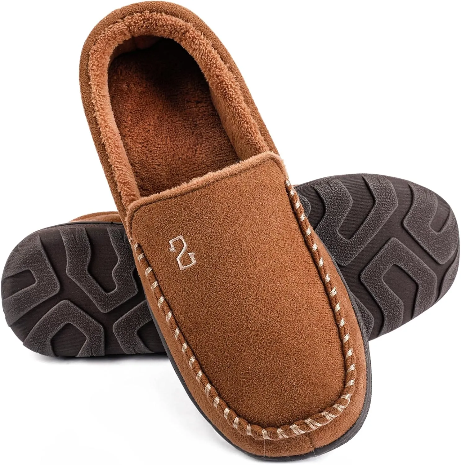Zizor Men's Moccasin Slippers With Memory Foam, House Shoes for Indoor Outdoor