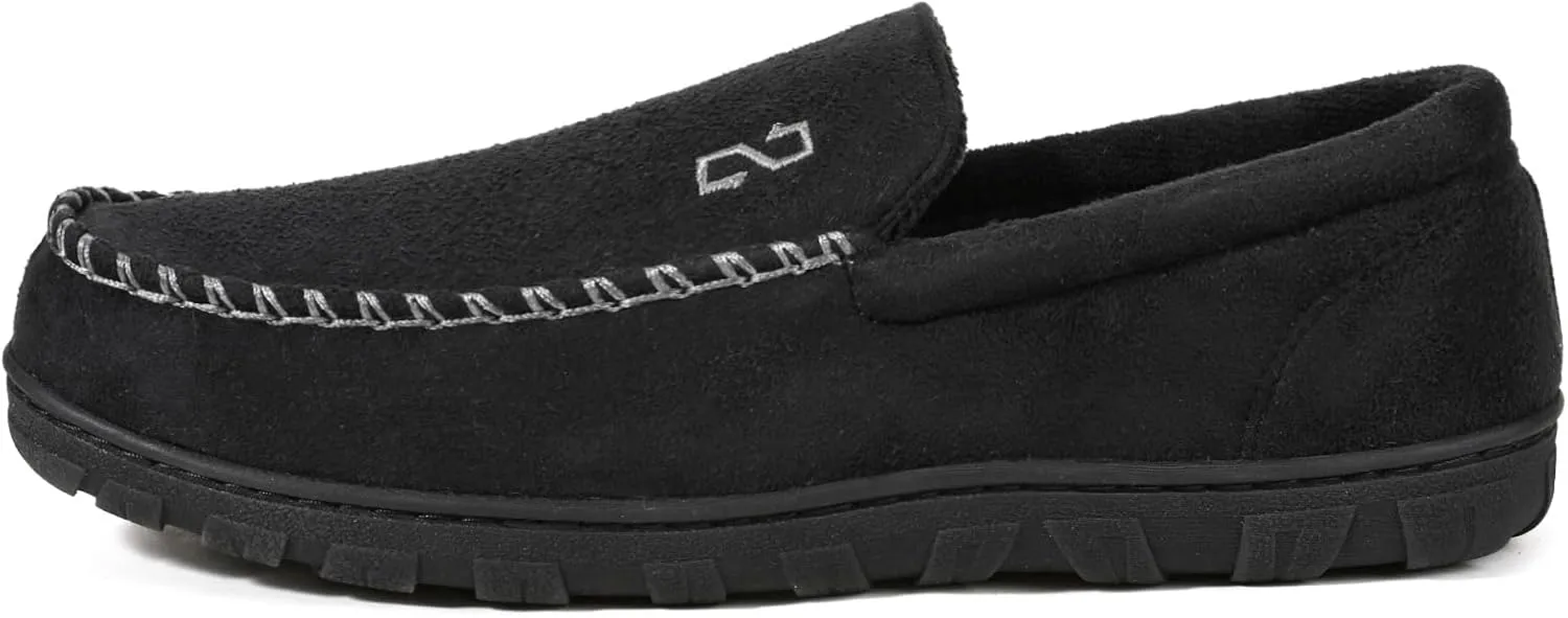 Zizor Men's Moccasin Slippers With Memory Foam, House Shoes for Indoor Outdoor
