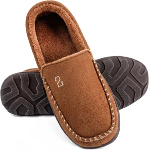 Zizor Men's Moccasin Slippers With Memory Foam, House Shoes for Indoor Outdoor