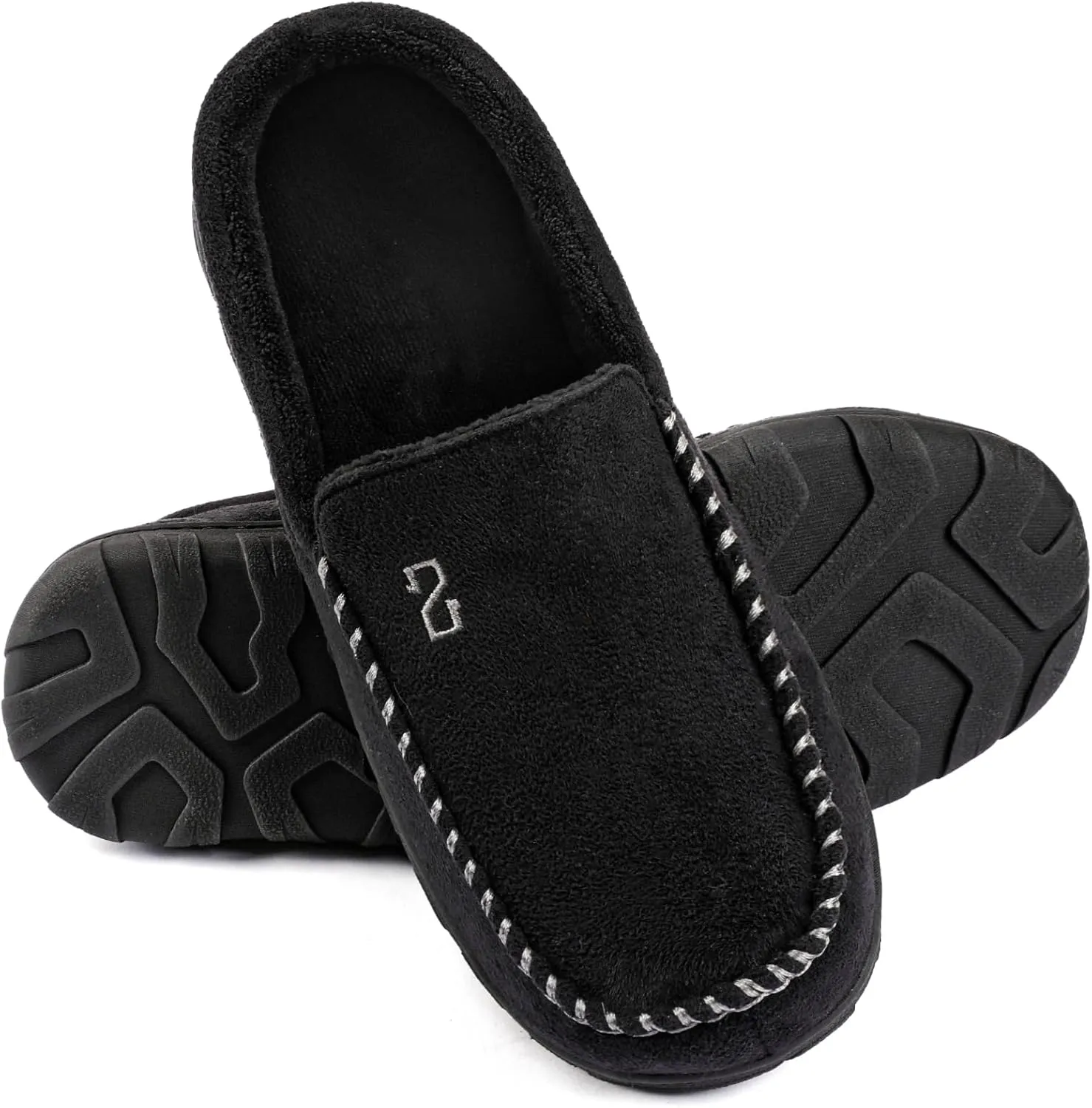 Zizor Men's Moccasin Slippers With Memory Foam, House Shoes for Indoor Outdoor