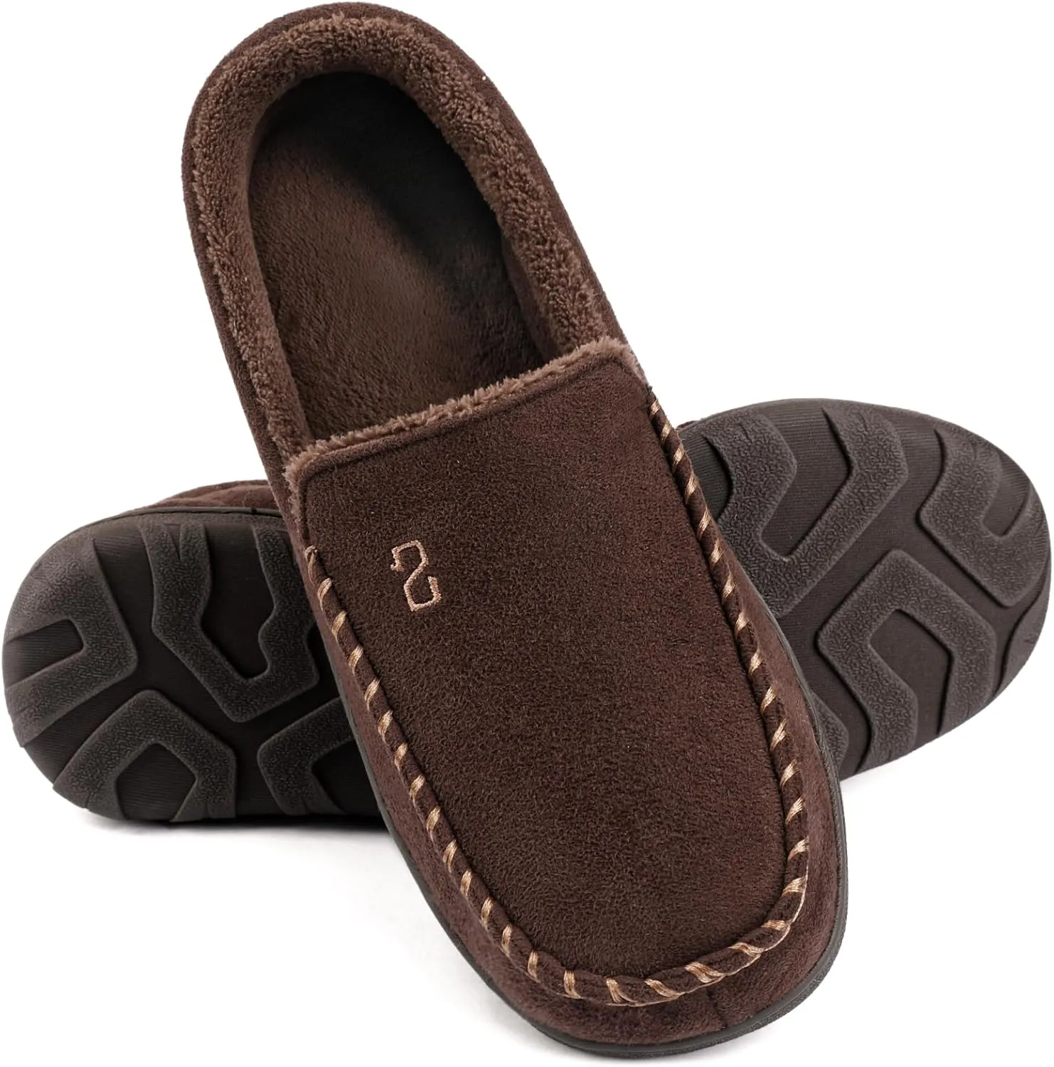 Zizor Men's Moccasin Slippers With Memory Foam, House Shoes for Indoor Outdoor