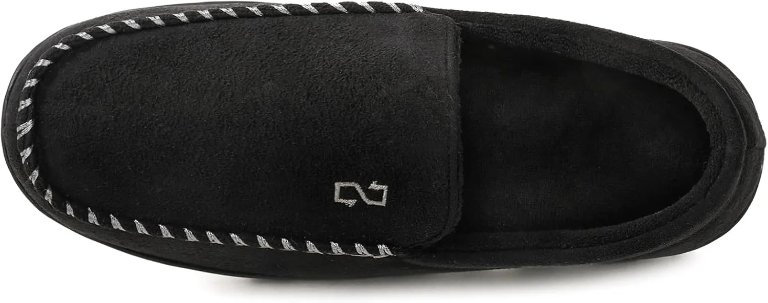Zizor Men's Moccasin Slippers With Memory Foam, House Shoes for Indoor Outdoor