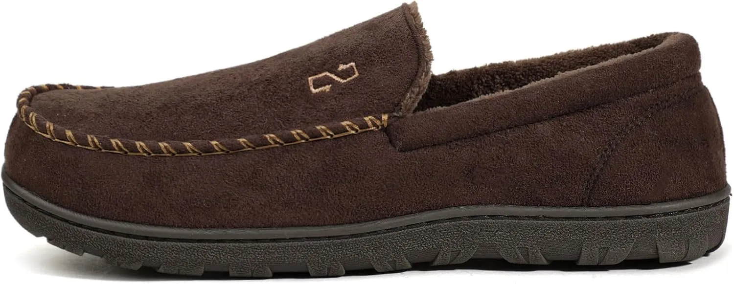 Zizor Men's Moccasin Slippers With Memory Foam, House Shoes for Indoor Outdoor