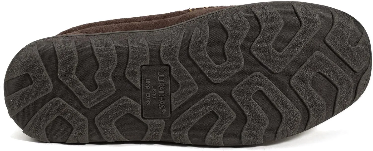 Zizor Men's Moccasin Slippers With Memory Foam, House Shoes for Indoor Outdoor
