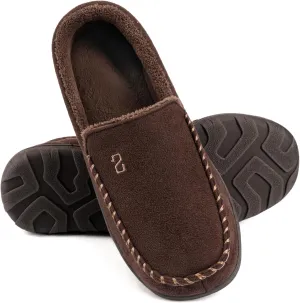 Zizor Men's Moccasin Slippers With Memory Foam, House Shoes for Indoor Outdoor