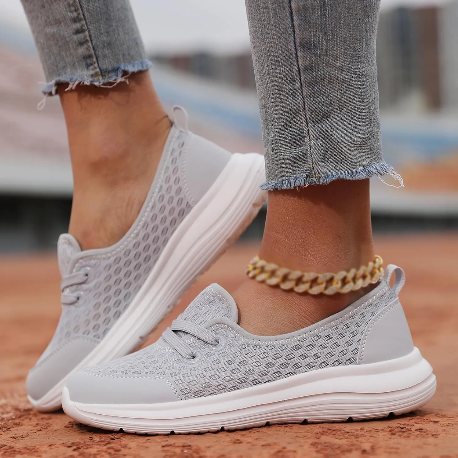 ZWRXW Women's Orthopedic Loafers Slip-On Walking Shoes Arch Support & Non-Slip Breathable Shoes Low Top Fashion Sneakers Lightweight Outdoor Hiking Sneakers